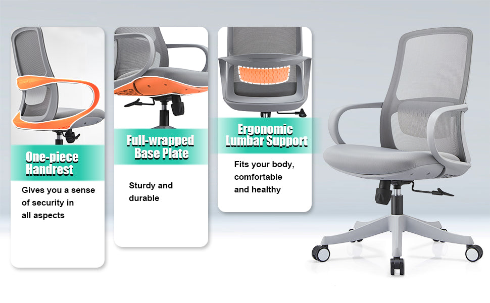 VOFFOV® Ergonomic Office Chair Home Office Desk Chairs with One-piece Armrest