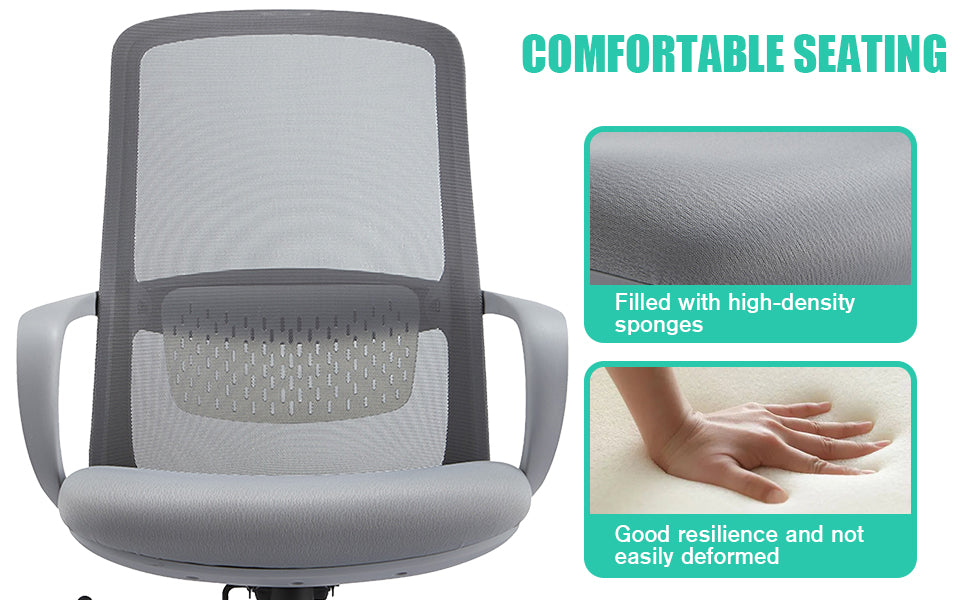 VOFFOV® Ergonomic Office Chair Home Office Desk Chairs with One-piece Armrest