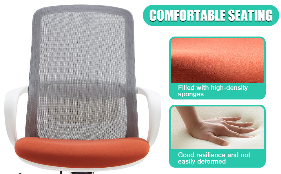 VOFFOV® Computer Chair with One-piece Armrest Breathable Mesh Executive Swivel Chair