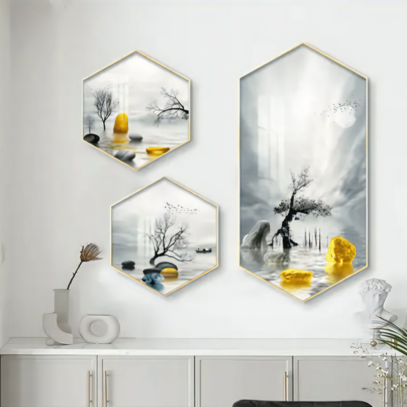 VOFFOV® Abstract Lake View Wall Decoration 3PCS