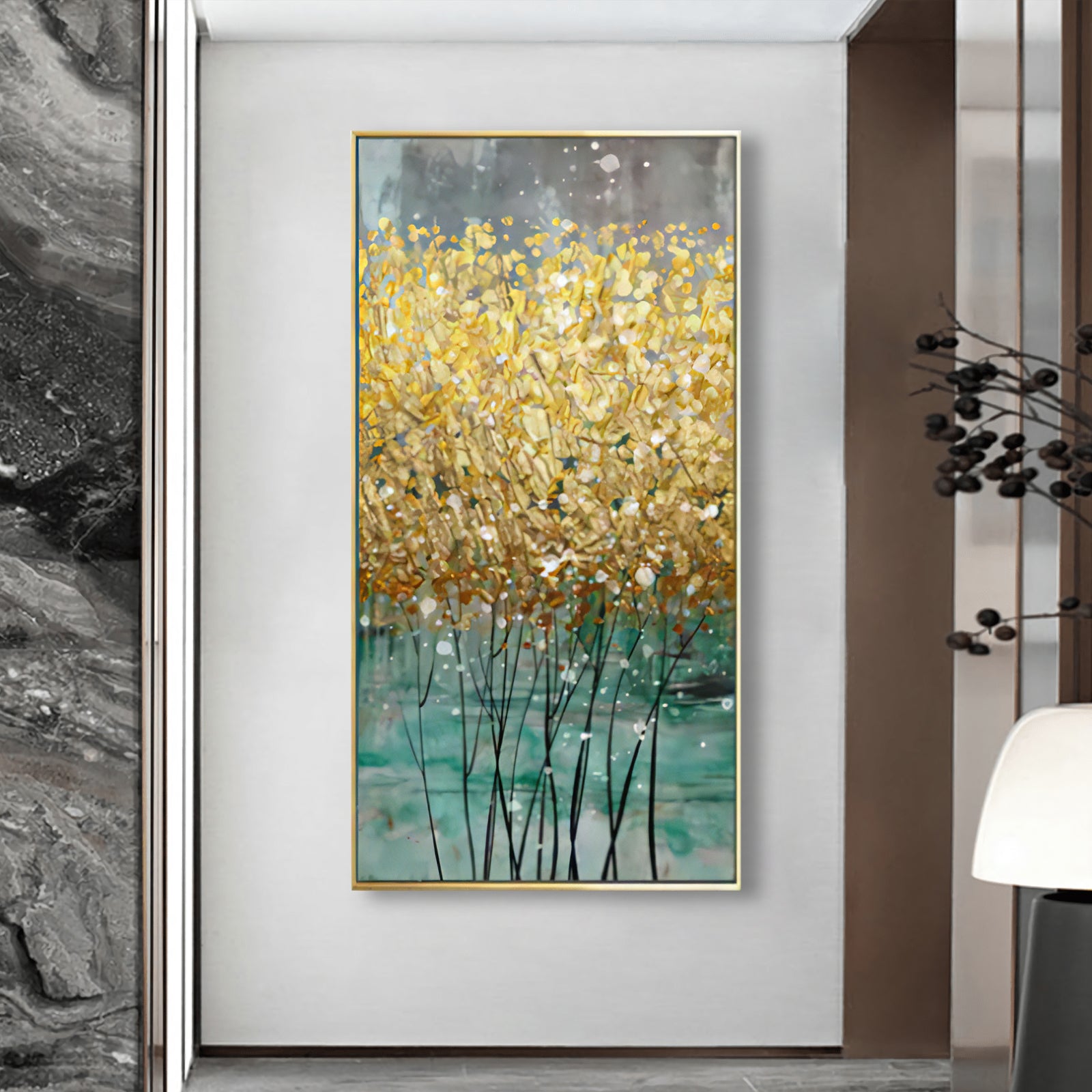 VOFFOV® Abstract Modern Golden Bush Wall Decoration