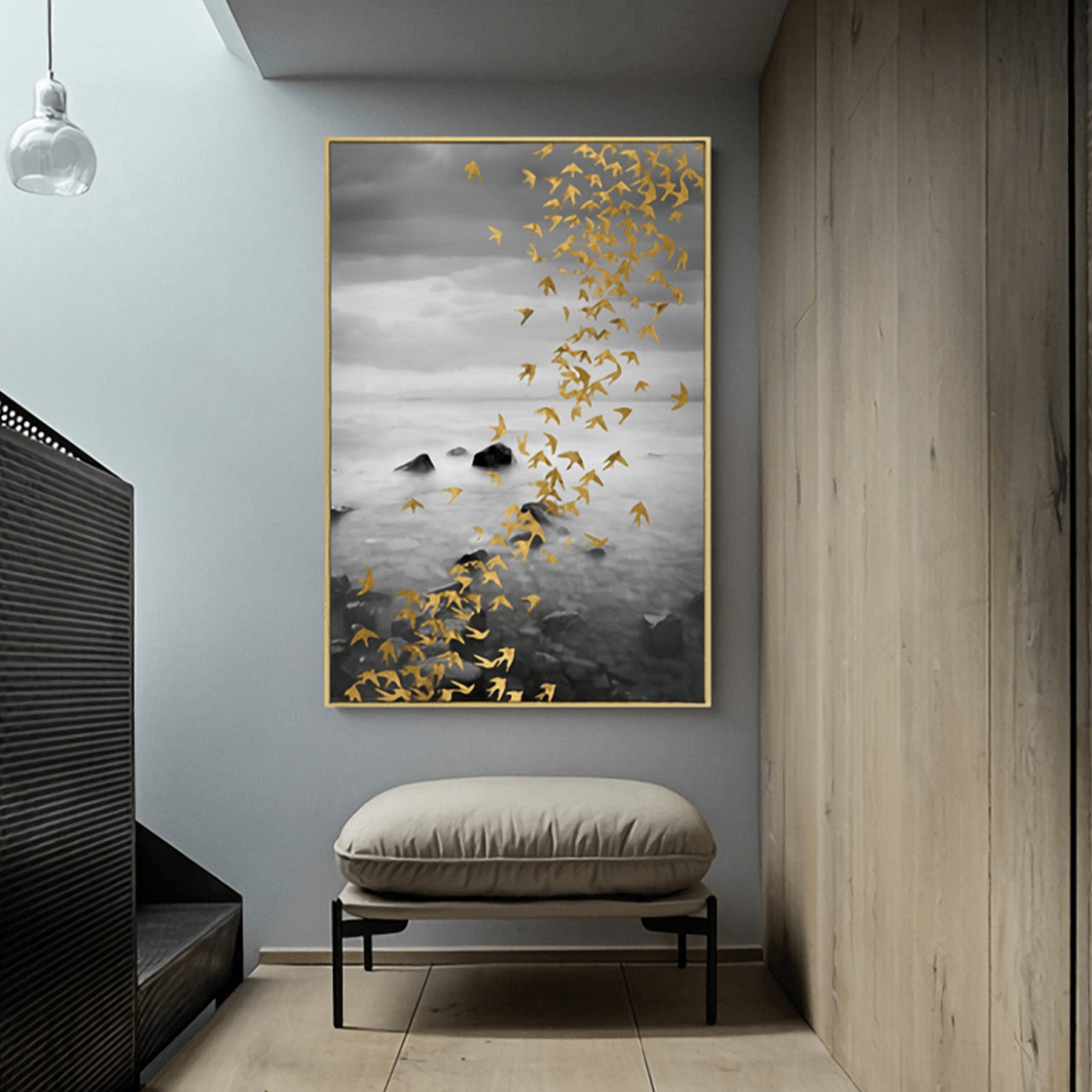VOFFOV® Birds Flying On Lake Wall Art for Stair Wall