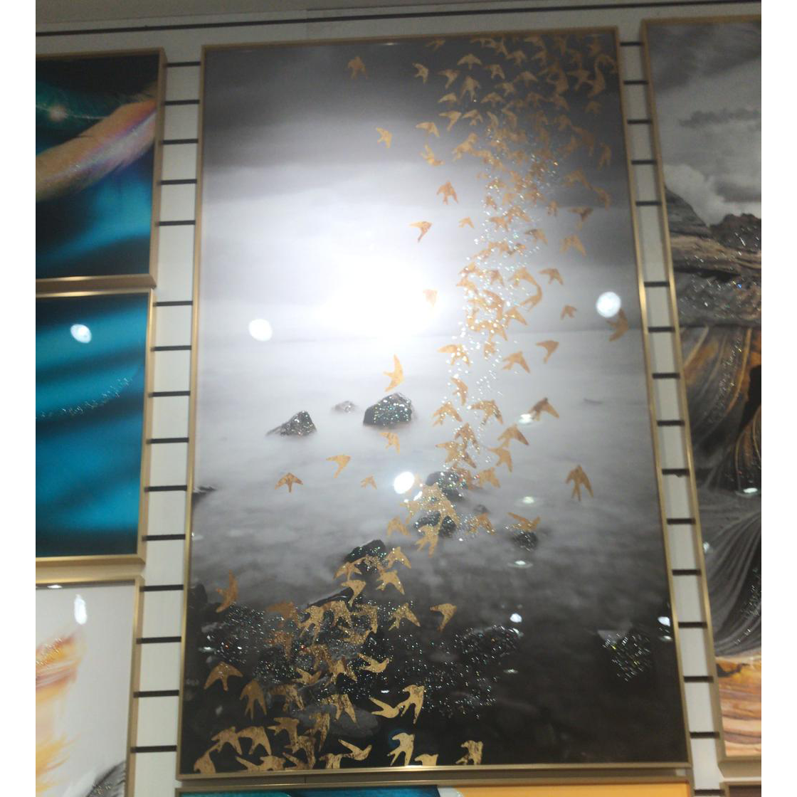 VOFFOV® Birds Flying On Lake Wall Art for Stair Wall