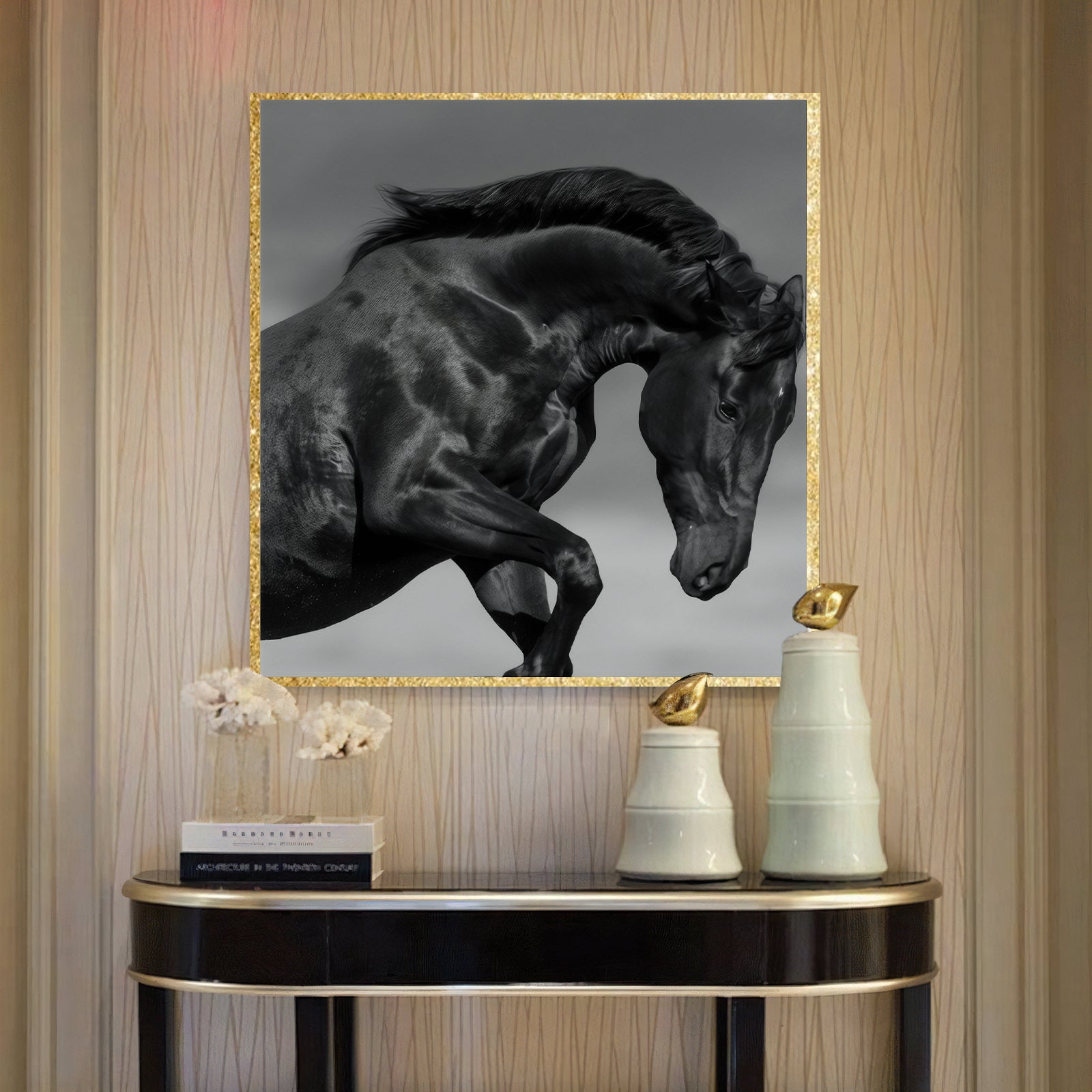 VOFFOV® Black & White Horse Office Wall Art 2PCS