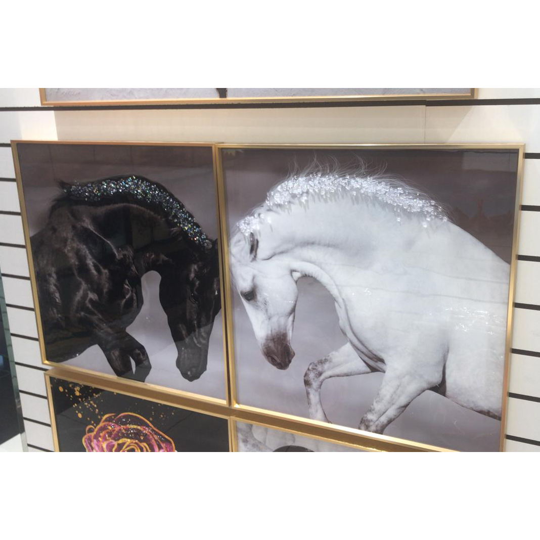 VOFFOV® Black & White Horse Office Wall Art 2PCS