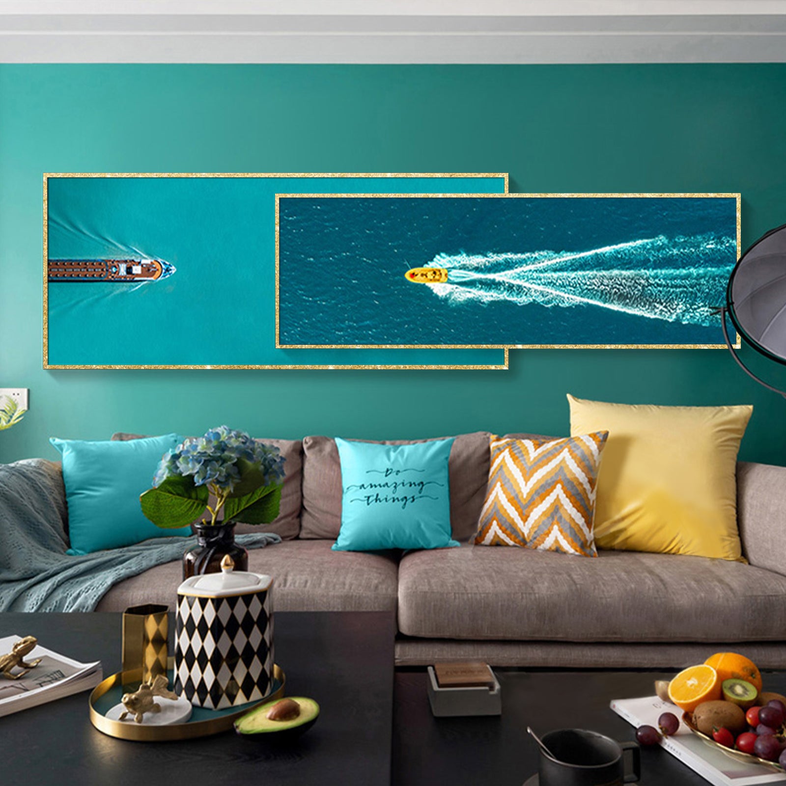 VOFFOV® Boat Sailing On The Sea Double Wall Decor