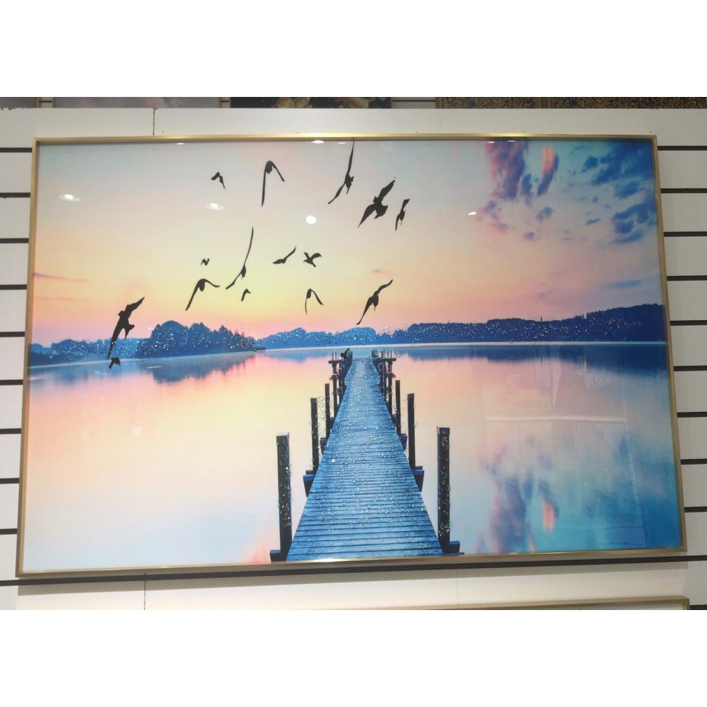 VOFFOV® Bridge Birds Lake Landscape Living Room Wall Decor