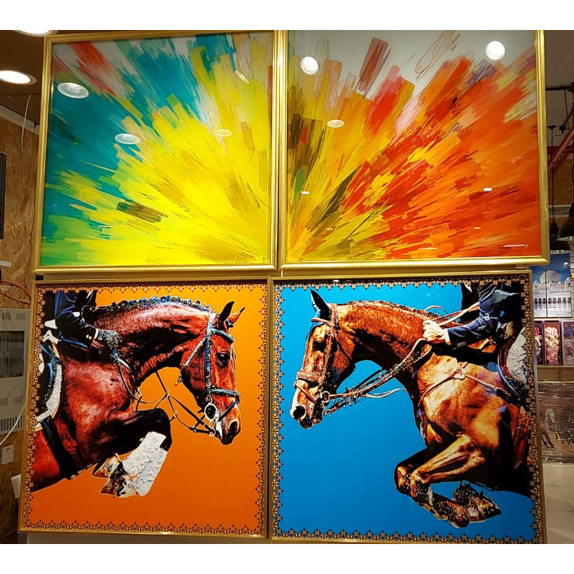 VOFFOV® Brown Horse Modern Canvas Art Print 2PCS