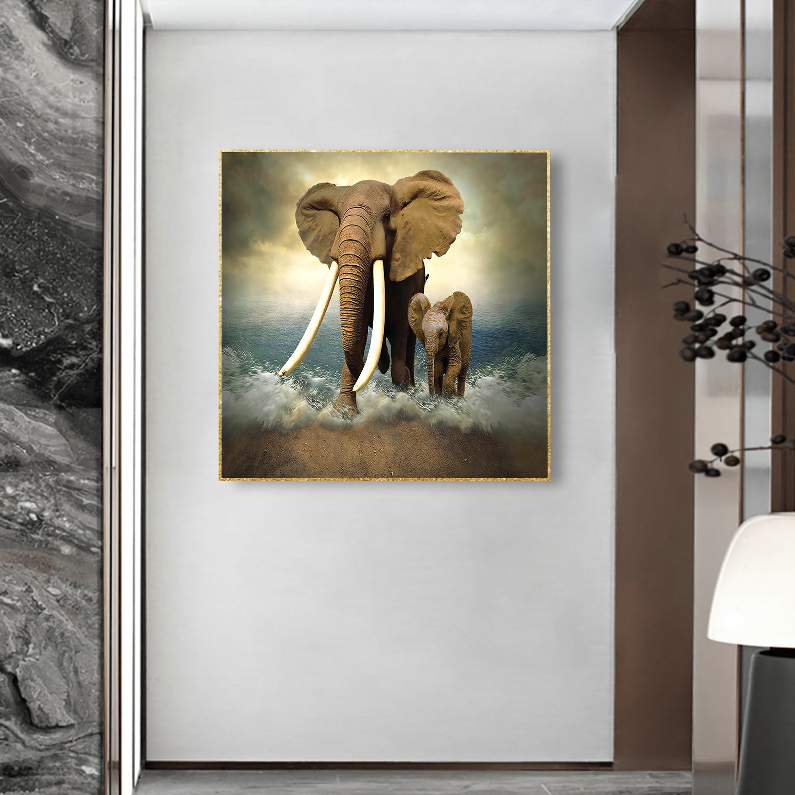 VOFFOV® Dad & Me Elephant Wall Decor