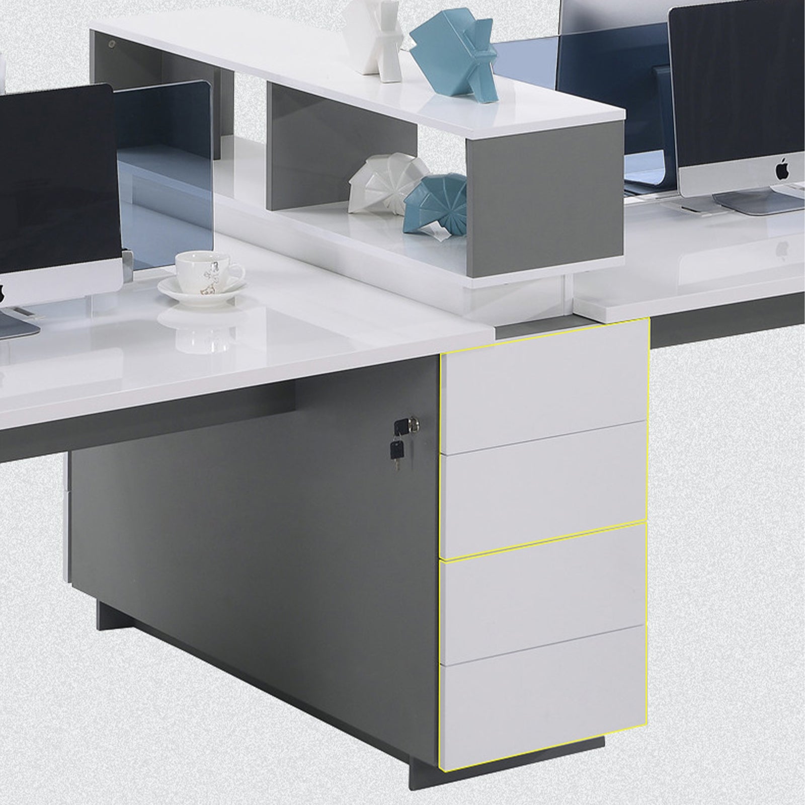 VOFFOV® Elegant 4 Person Face to Face Workstation Desk w/ Drawers