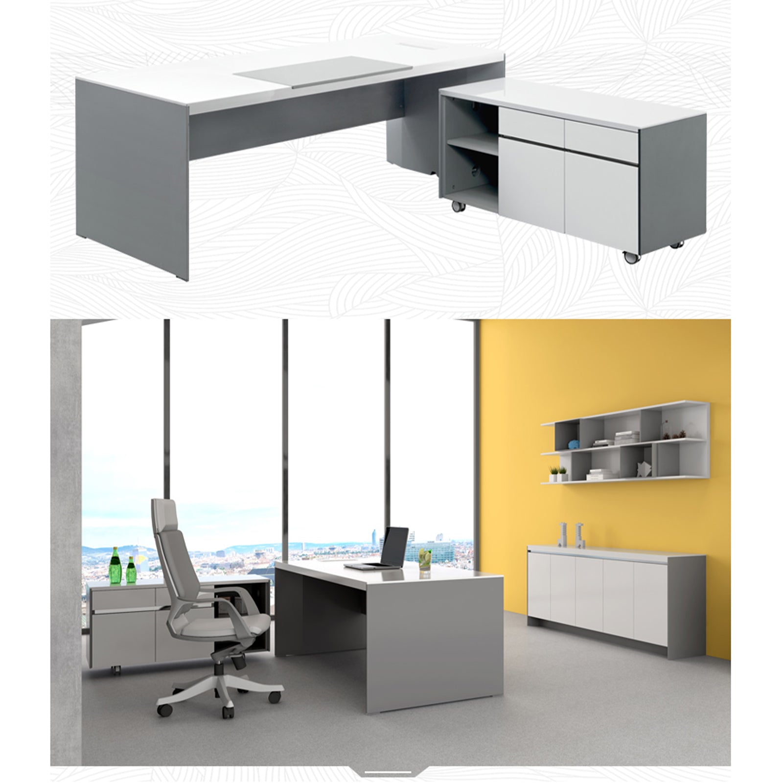 VOFFOV® Elegant Rectangular Executive Desk