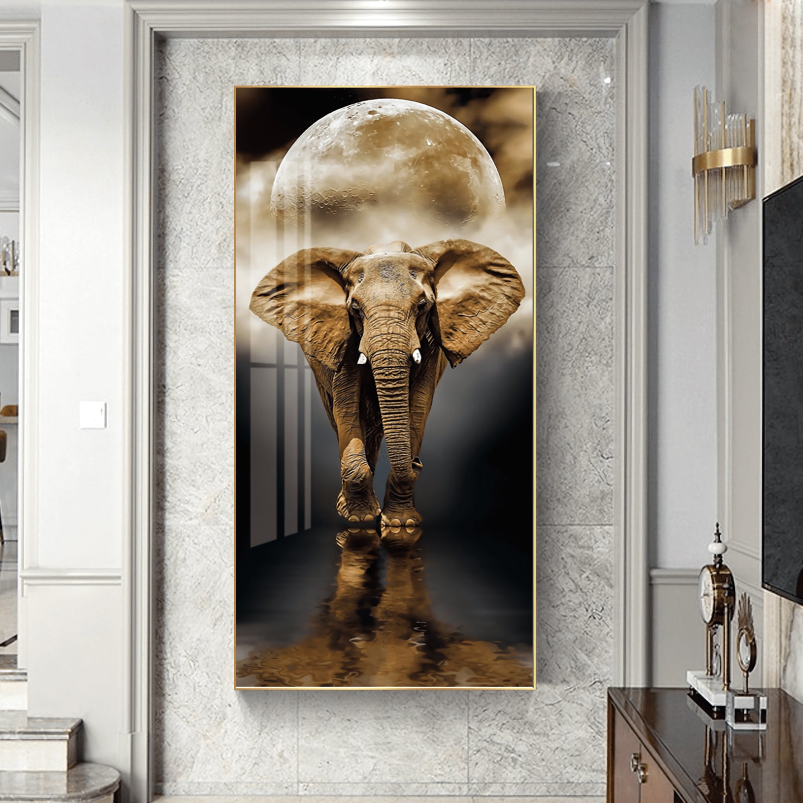 VOFFOV® Elephant In The Moonlight Wall Art Home Decor