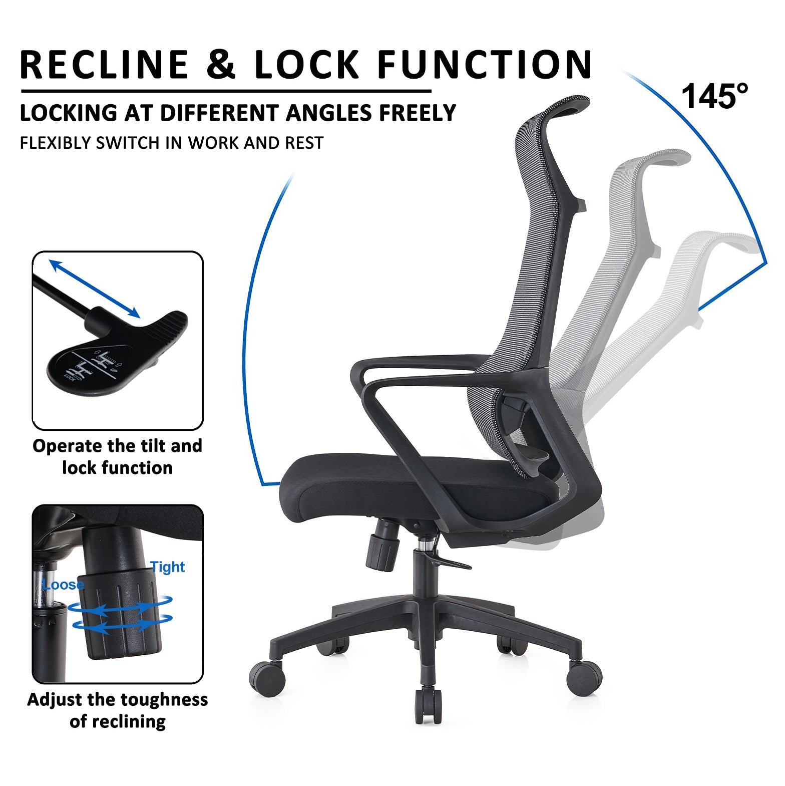 VOFFOV® Ergonomic Office Chair with Headrest
