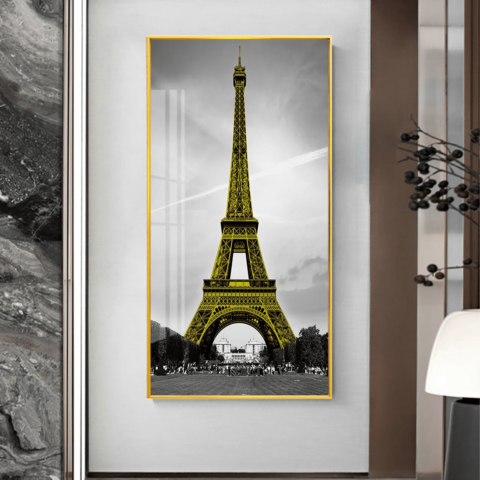 VOFFOV® Golden Eiffel Tower Paris Landscape Wall Art