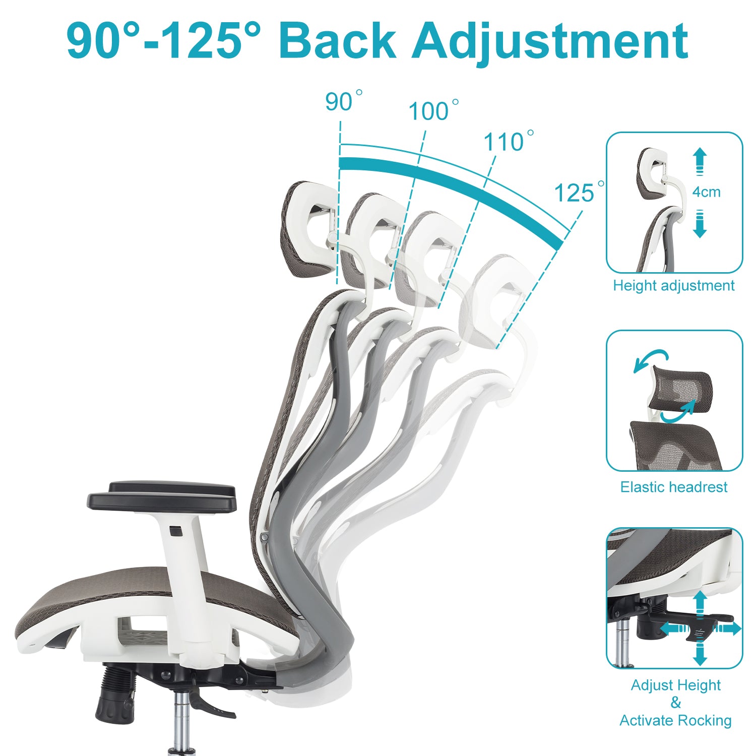 Ergonomic Chair Office, Gray Office Chair with Back Support, Desk Chair for Home Office Computer Chair
