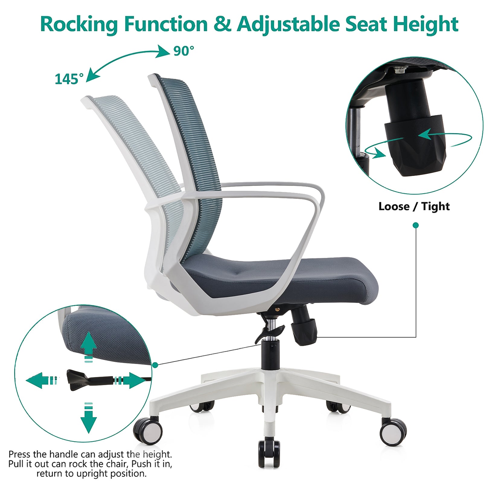 VOFFOV® Home Office Swivel Lift High Mesh Chair