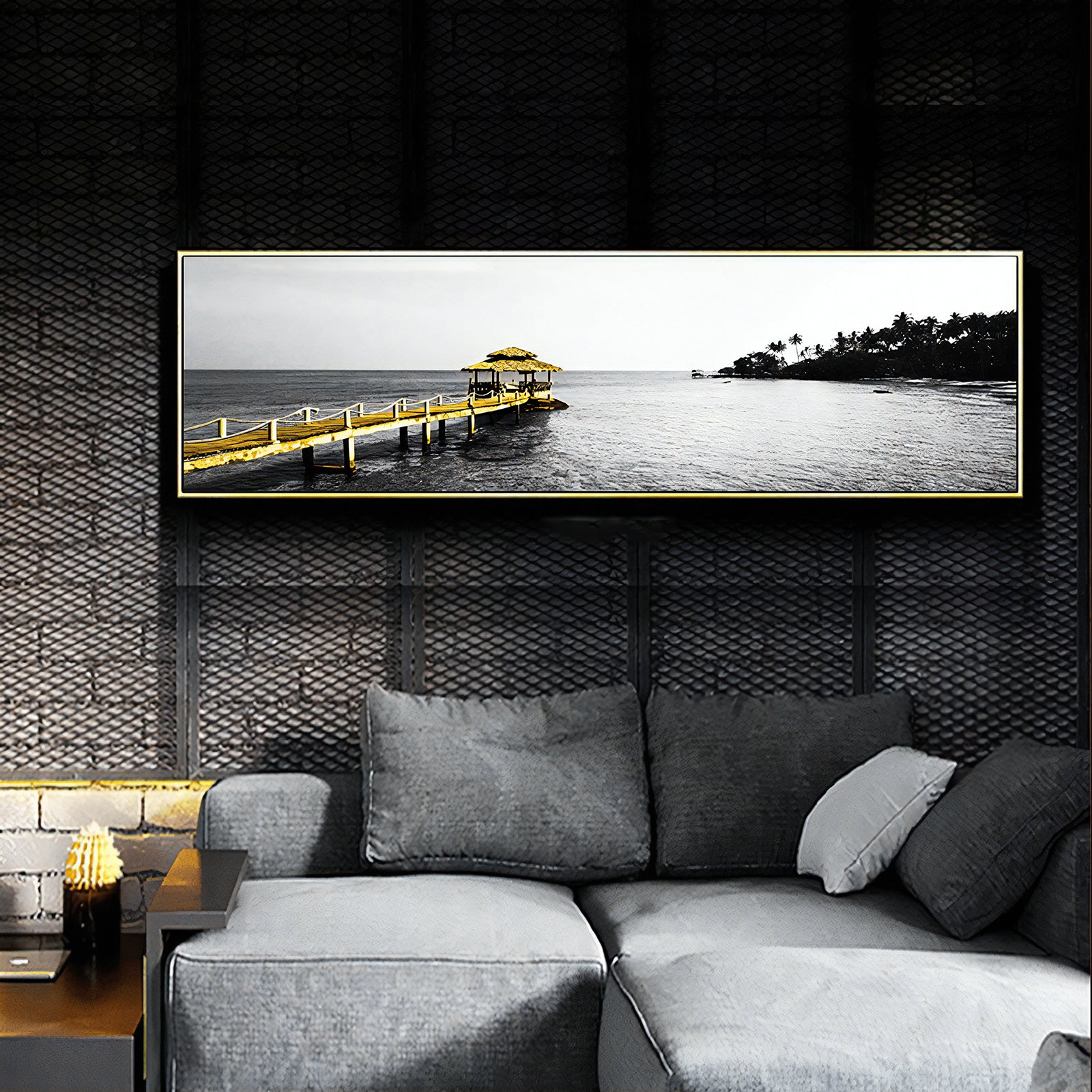 VOFFOV® Wooden Bridge in Beach Wall Art Modern Picture Home Decor