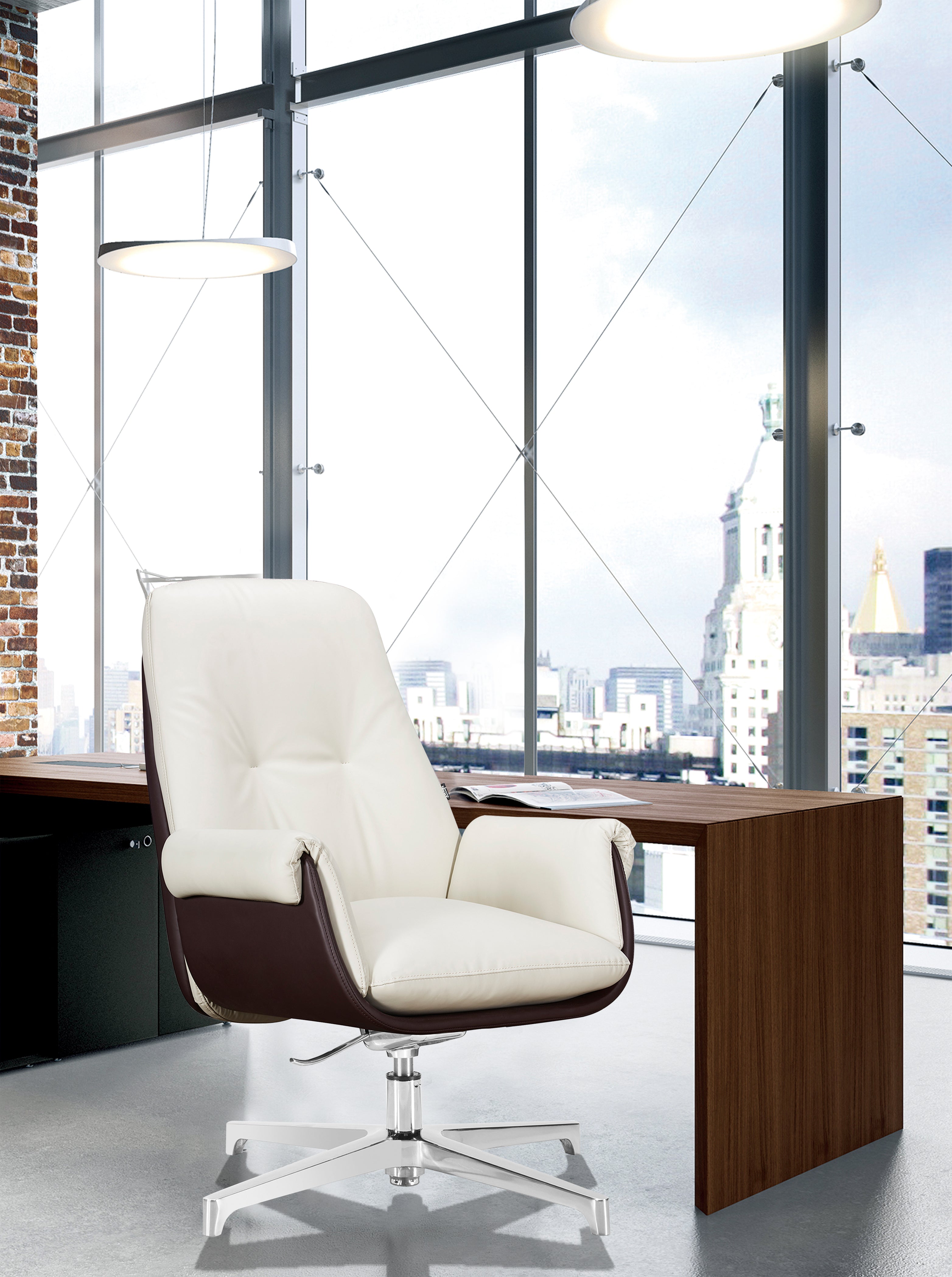 Low Back Leather White Visitor Chair