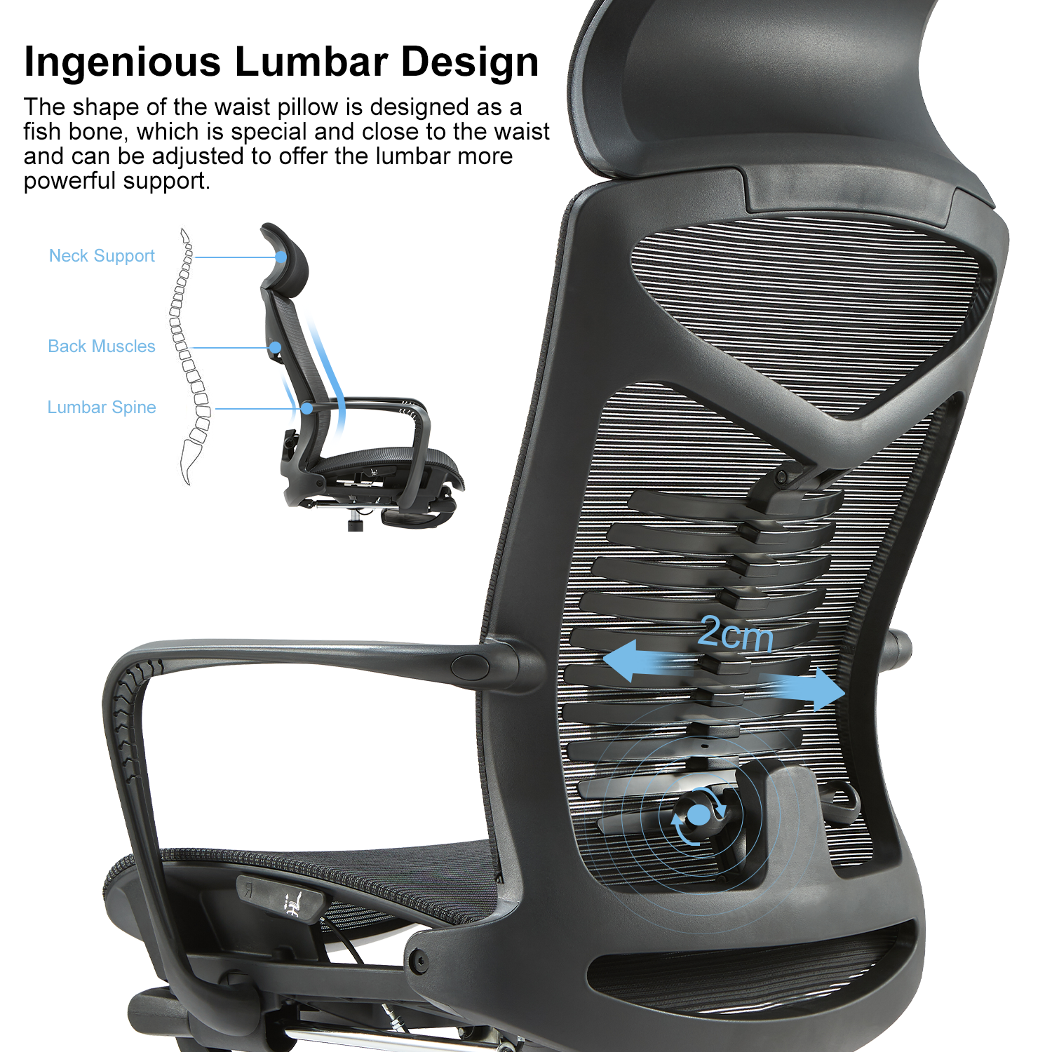 VOFFOV® Office Manager Ergonomic Chair with Headrest Footrest