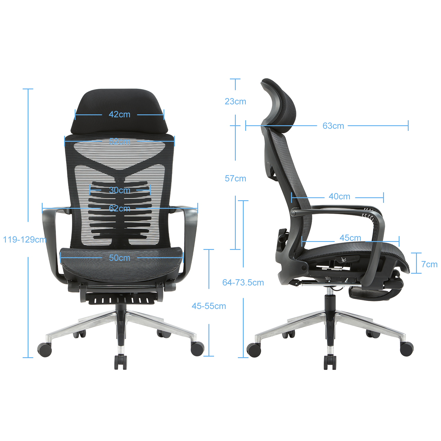 VOFFOV® Office Manager Ergonomic Chair with Headrest Footrest
