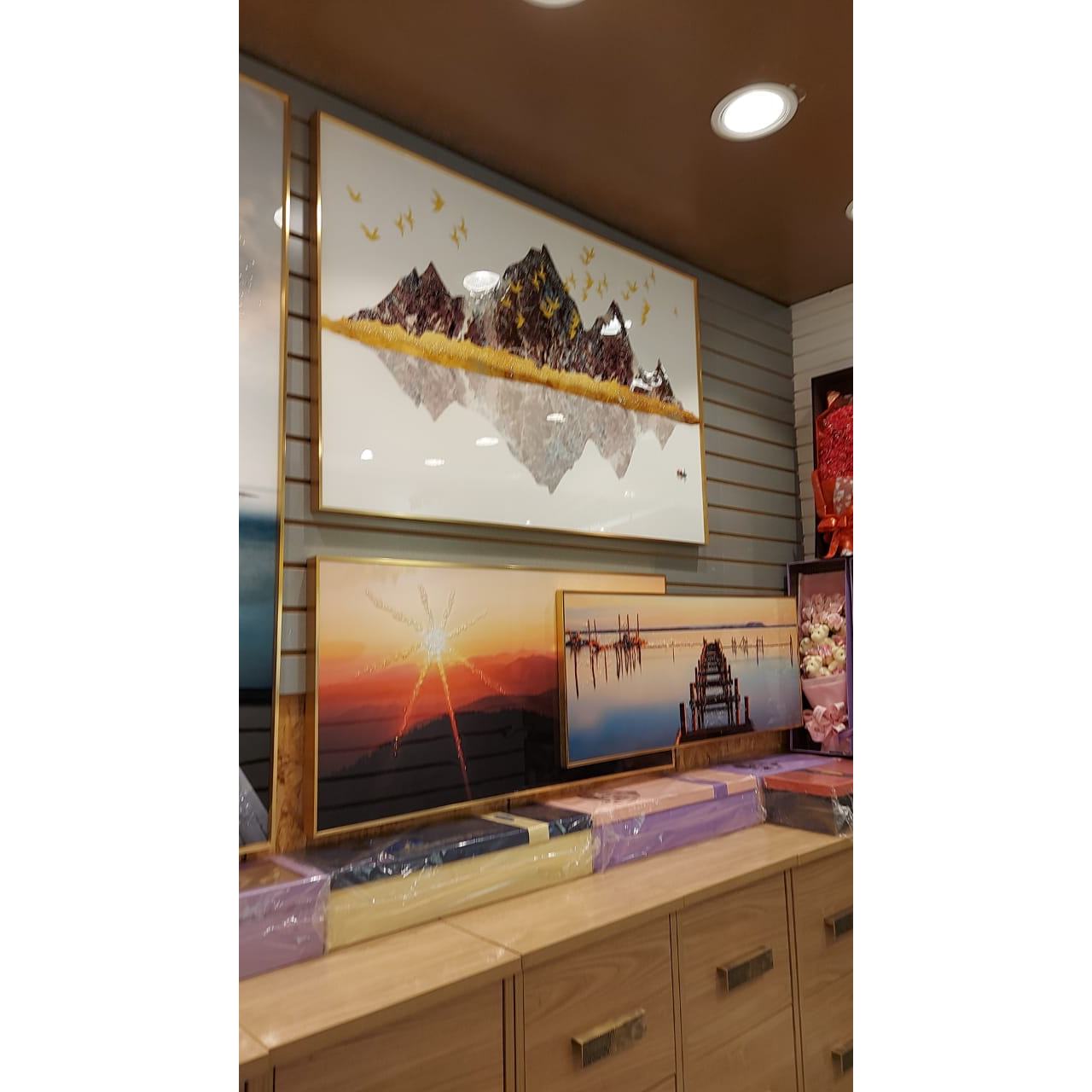 VOFFOV® Sunset Wood Bridge Double Art Print For Living Room