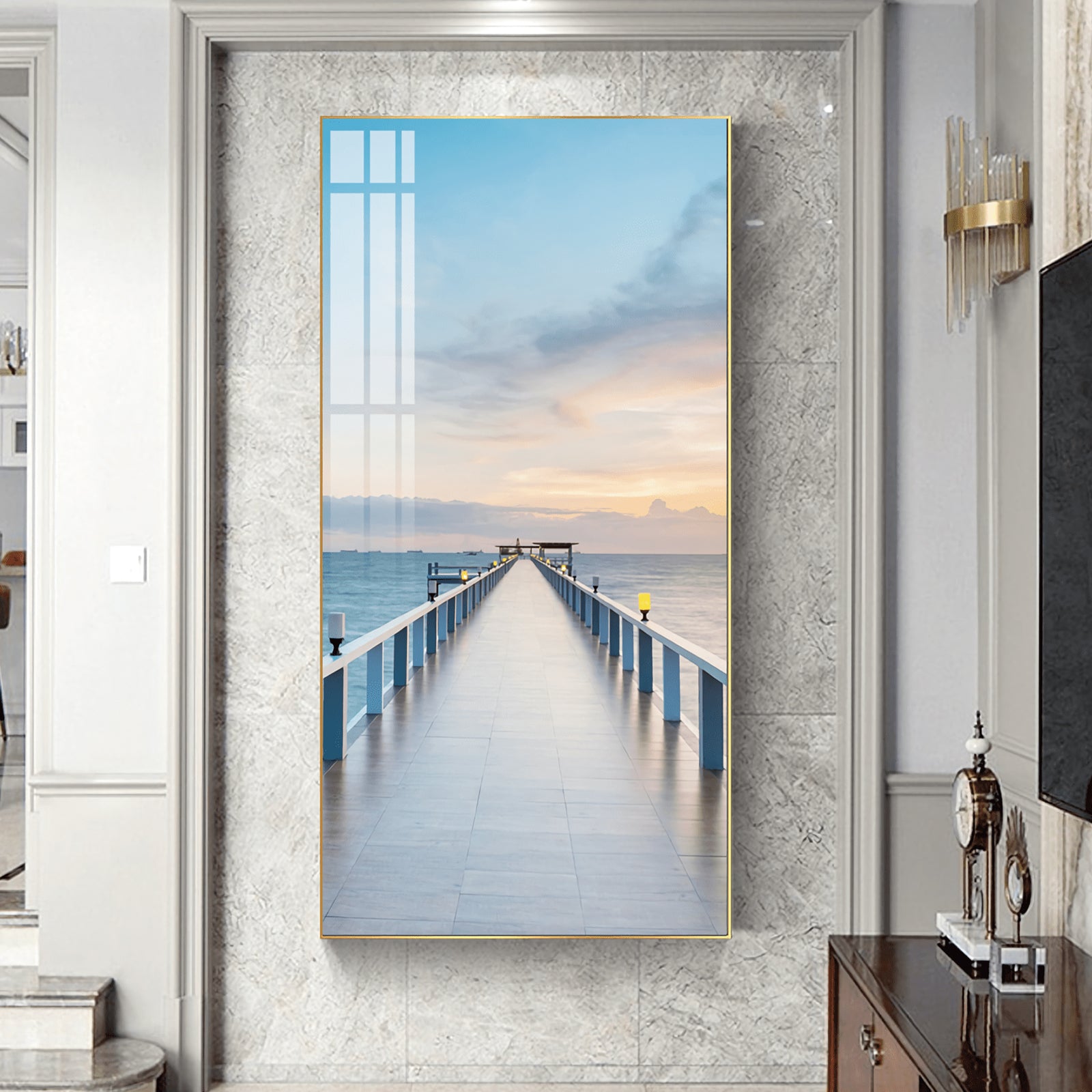 VOFFOV® Bridge On The Sea Landscape Wall Art