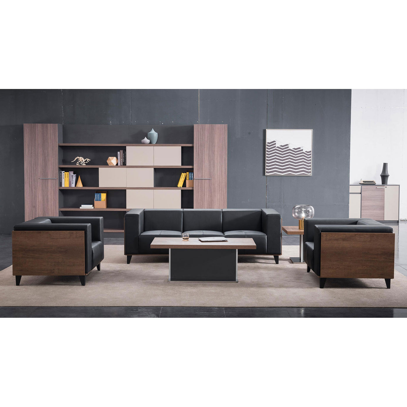 One Seat Wide Square Arm Sofa MG-366-1S Black