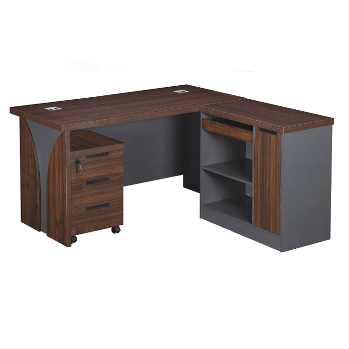 VOFFOV® Reversible Large Computer Office Desk Table with Storage Shelves