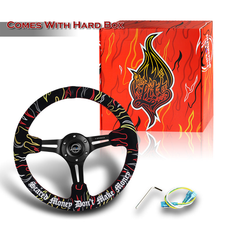 NRG 350MM Ryan Litteral V3 Black Center 14-inch Steering Wheel RST-018MB-RLB
