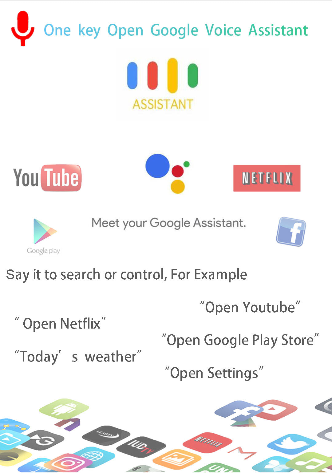 one key open Google voice assistant Air remote mouse