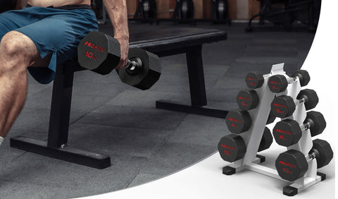 PROIRON HEX DUMBBELL, RUBBER DUMBBELL