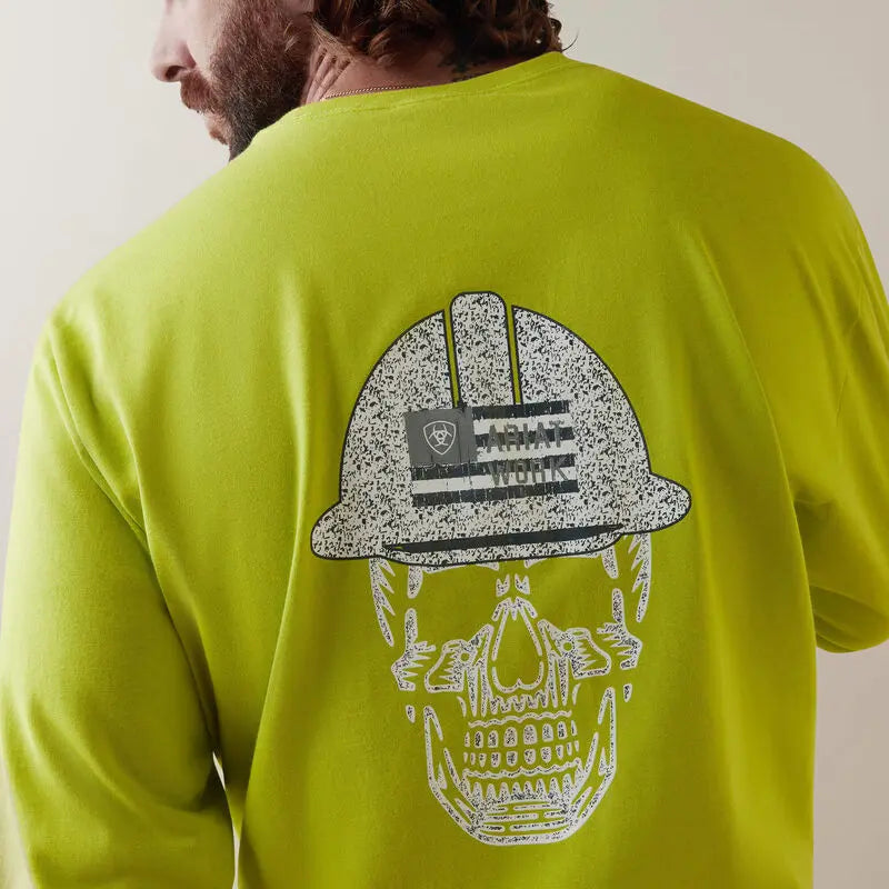 ARIAT-FR Roughneck Skull Logo T-Shirt, Bright Lime