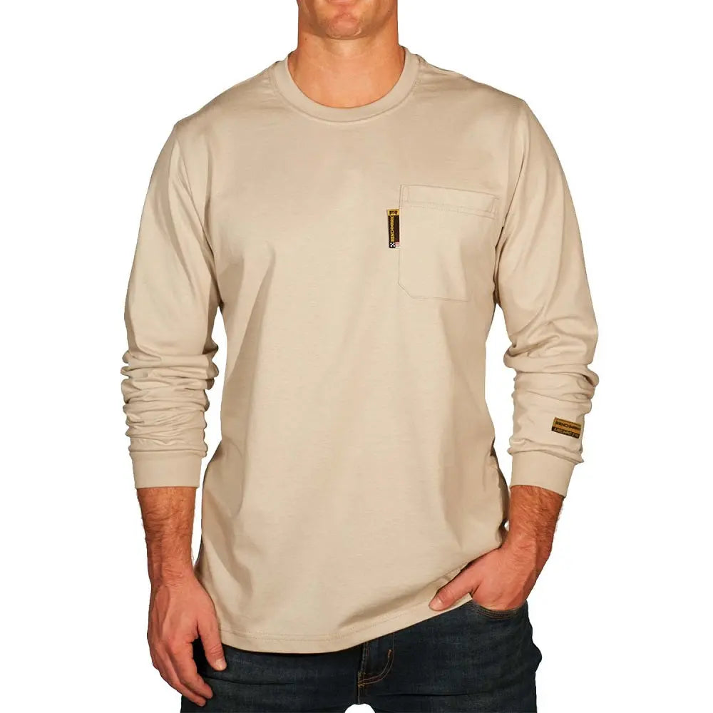 BENCHMARK FR- 6.2OZ - DRILLING AND CHILLIN, Flagship USA, FR Union - Flame Resistant Shirt - Beige