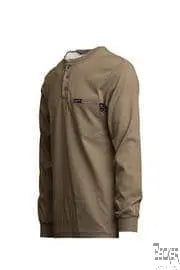 LAPCO - 7oz FR Henley Tees, 100% Cotton Jersey Knit, Khaki