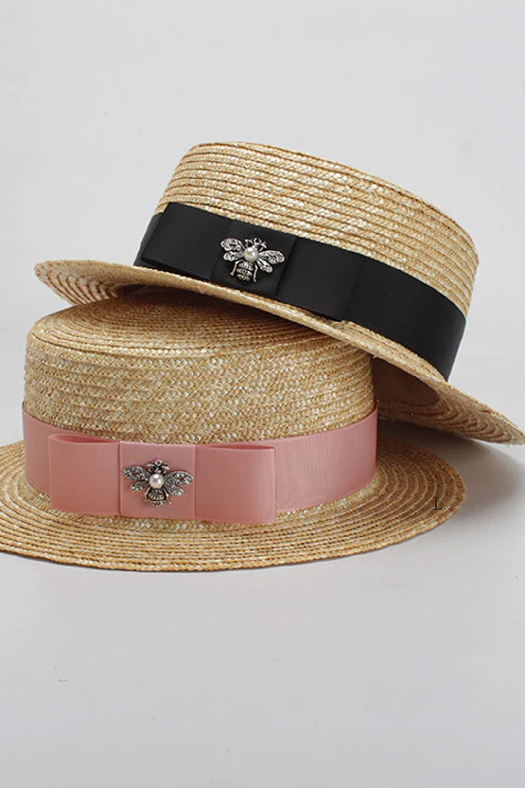 Boho Hat, Sun Hat, Beach Hat, Straw Hat, Sun Bee Black Pink