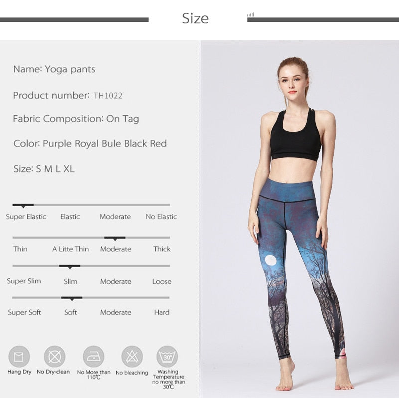 Yoga Legging, Yoga Pants, Boho Legging, Printed Tight, Blue Moon Mountain