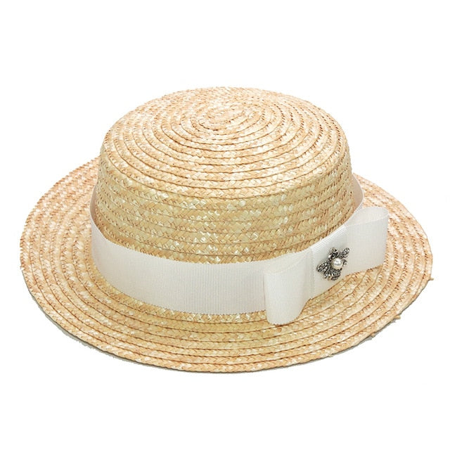 Boho Hat, Sun Hat, Beach Hat, Straw Hat, Sun Bee Black Pink