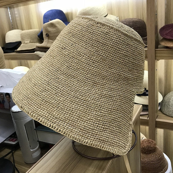 Boho Hat, Beach Sun Hat, Beige Grass Raffia Retro French Hat, Lady Bette