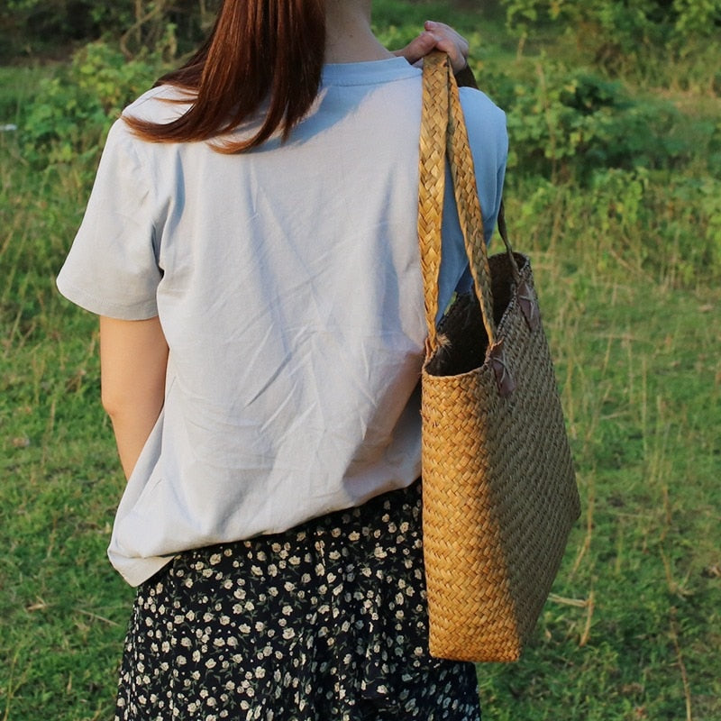 Boho Bag, Woven Straw Bag, Quinn Tote