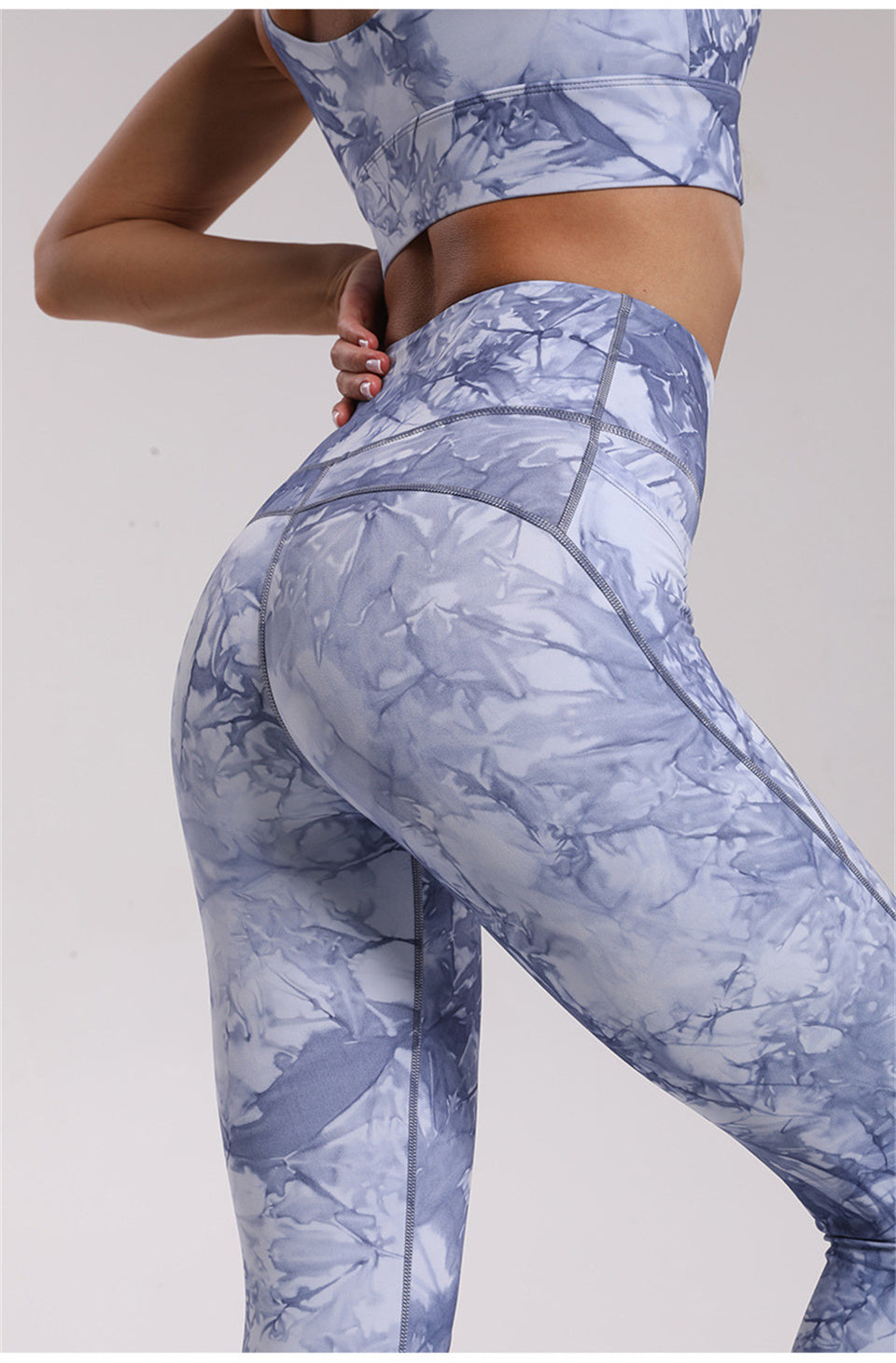 Yoga Set, Yoga Legging, Printed Workout Set Top and Legging,Naomi Tie Dye in Blue