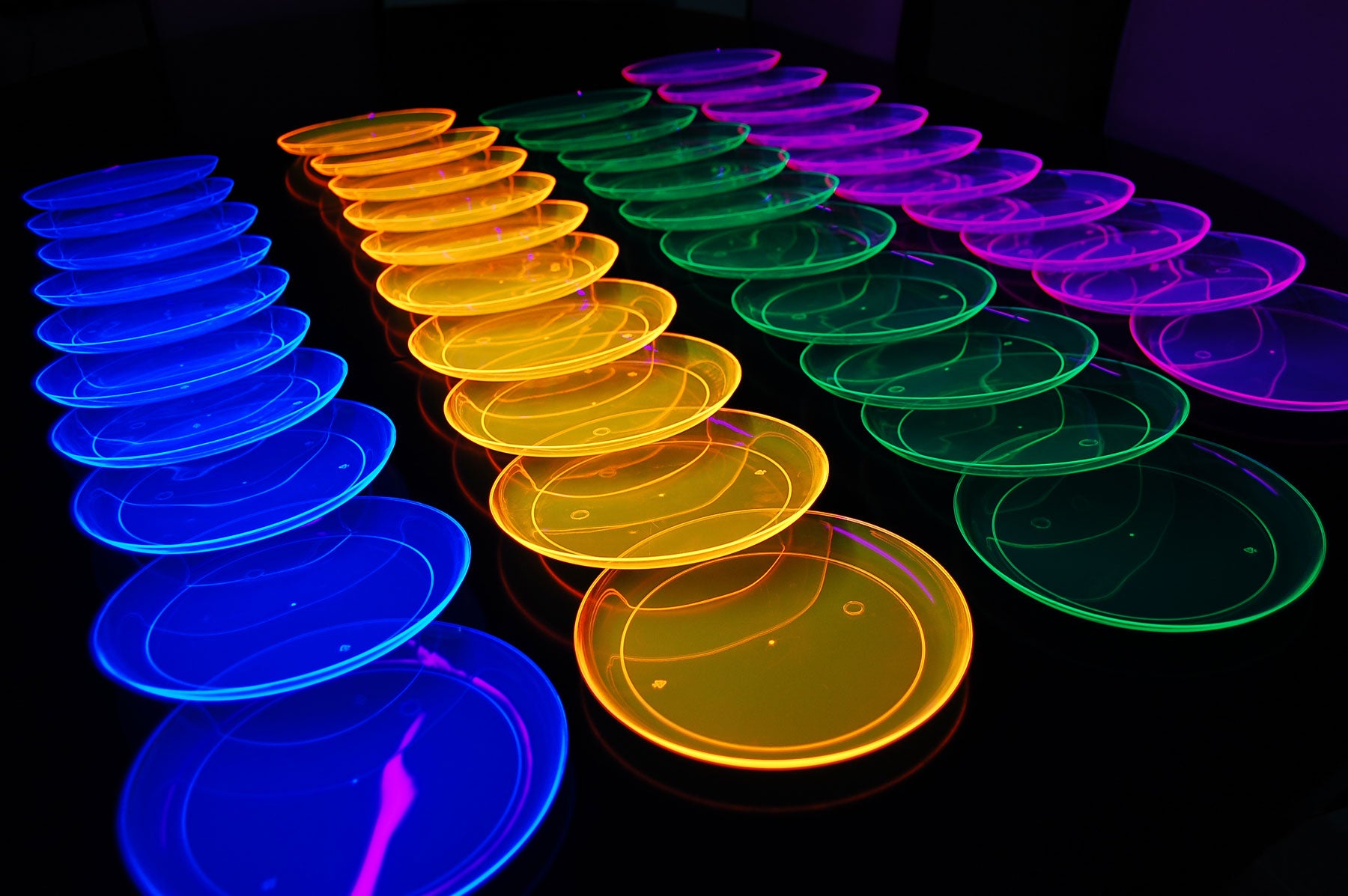 7.5 inch Neon UV Blacklight Reactive Glow Party Plates- 40 Count