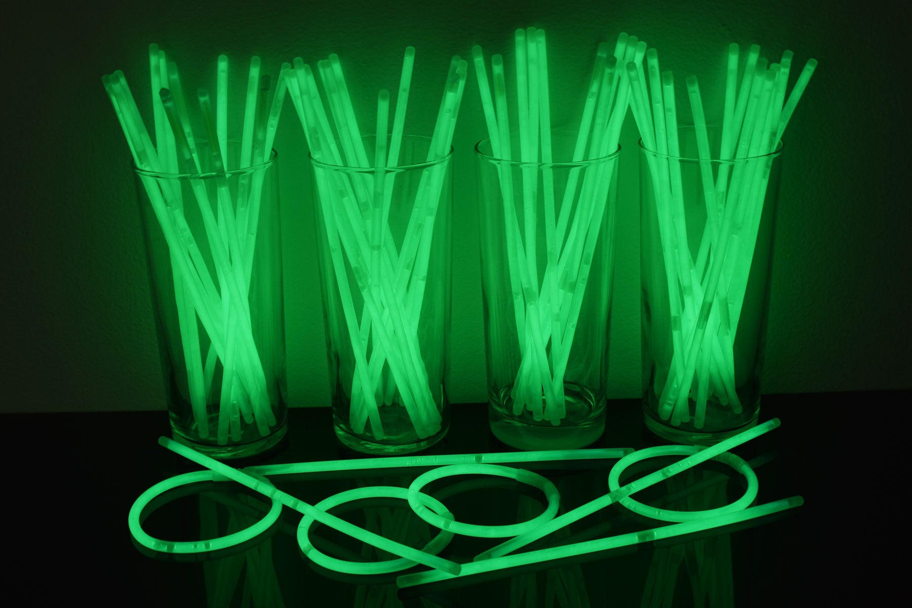 8 inch Premium Green Glow Stick Bracelets- 100 per package