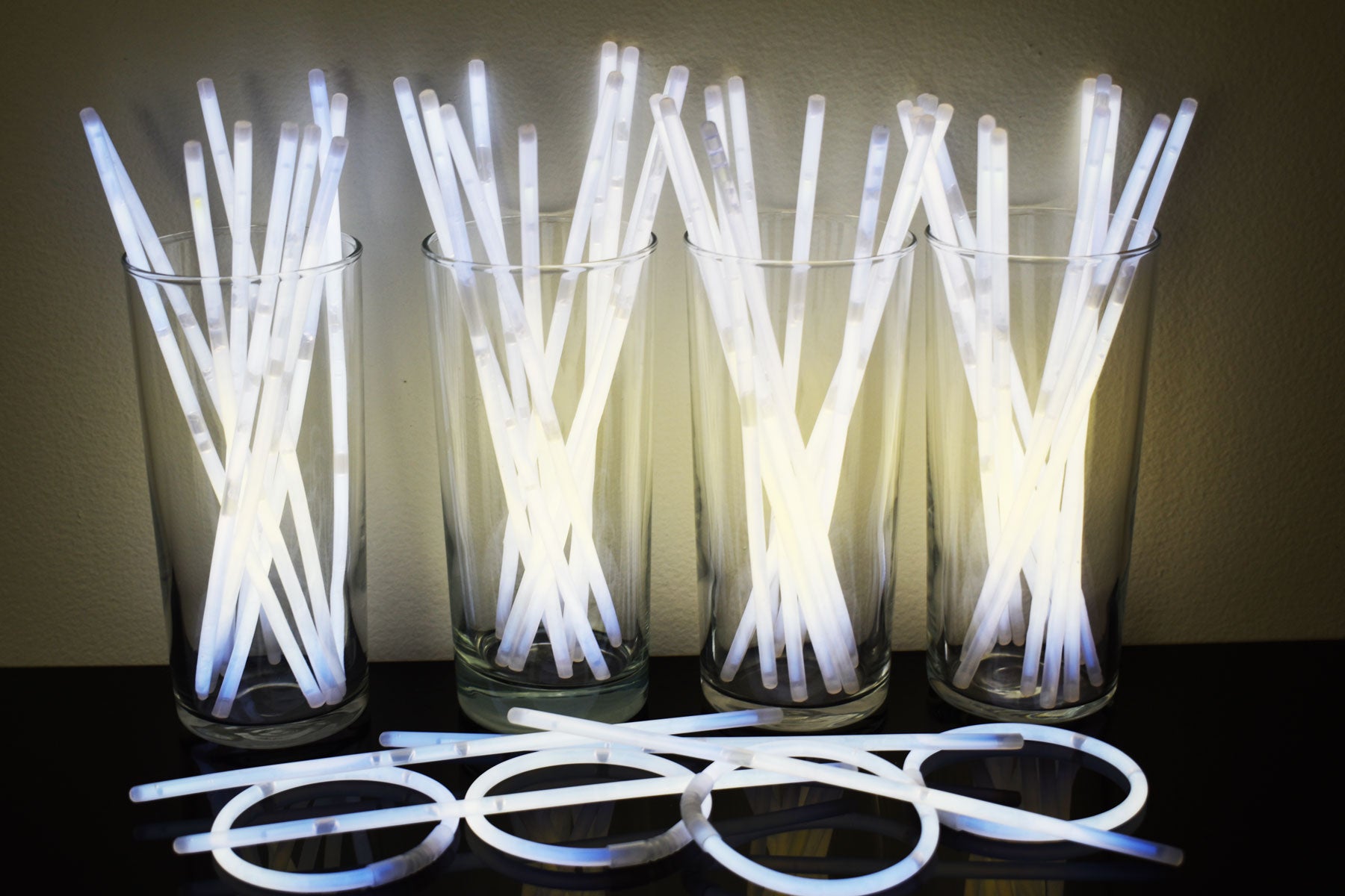 8 inch Premium White Glow Stick Bracelets- 100 per package