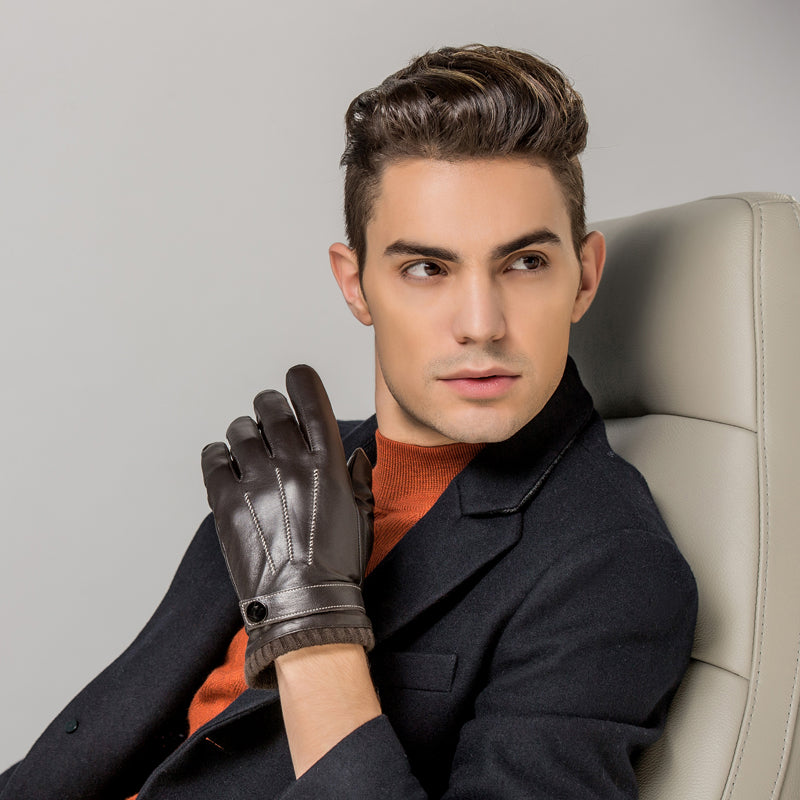 brown leather gloves