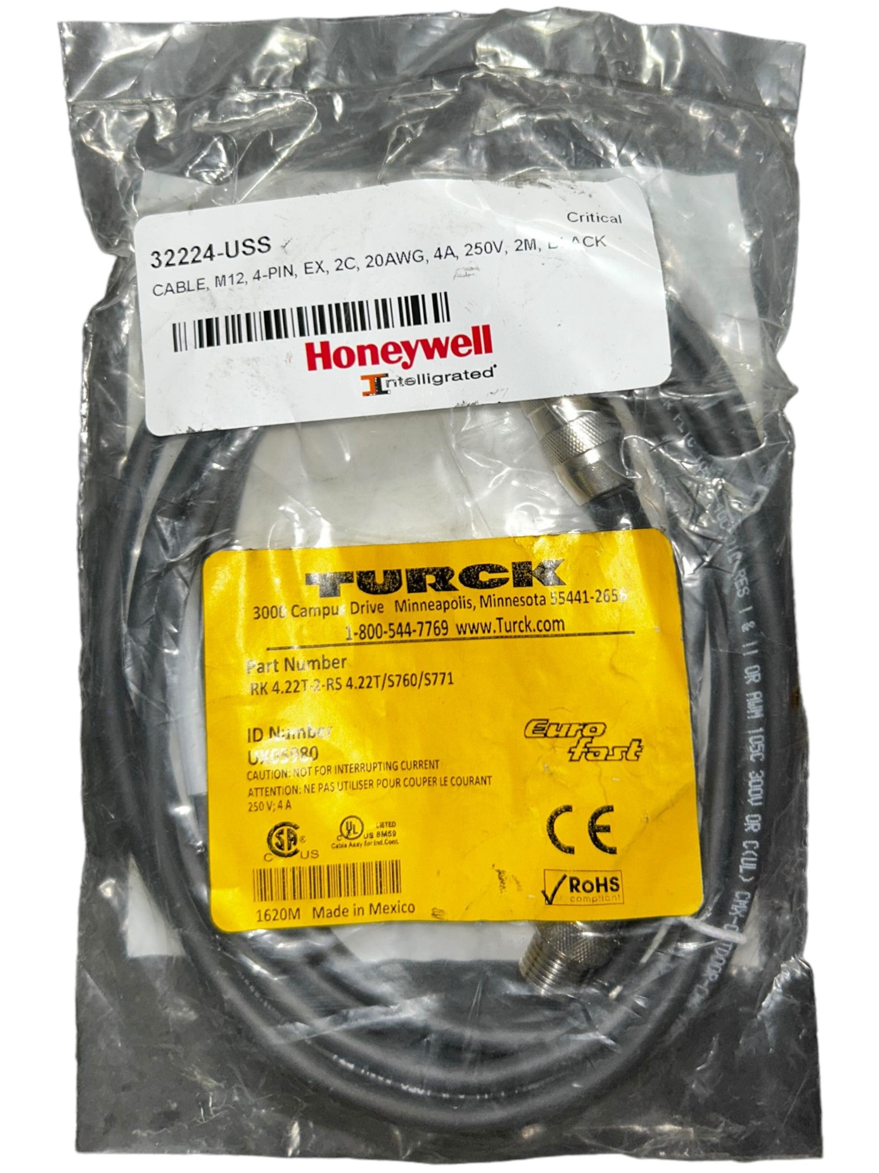 Turck, RK 4.22T-2-RS 4.22T/S760/S771, Double-ended cable / cordset - NEW IN ORIGINAL PACKAGING