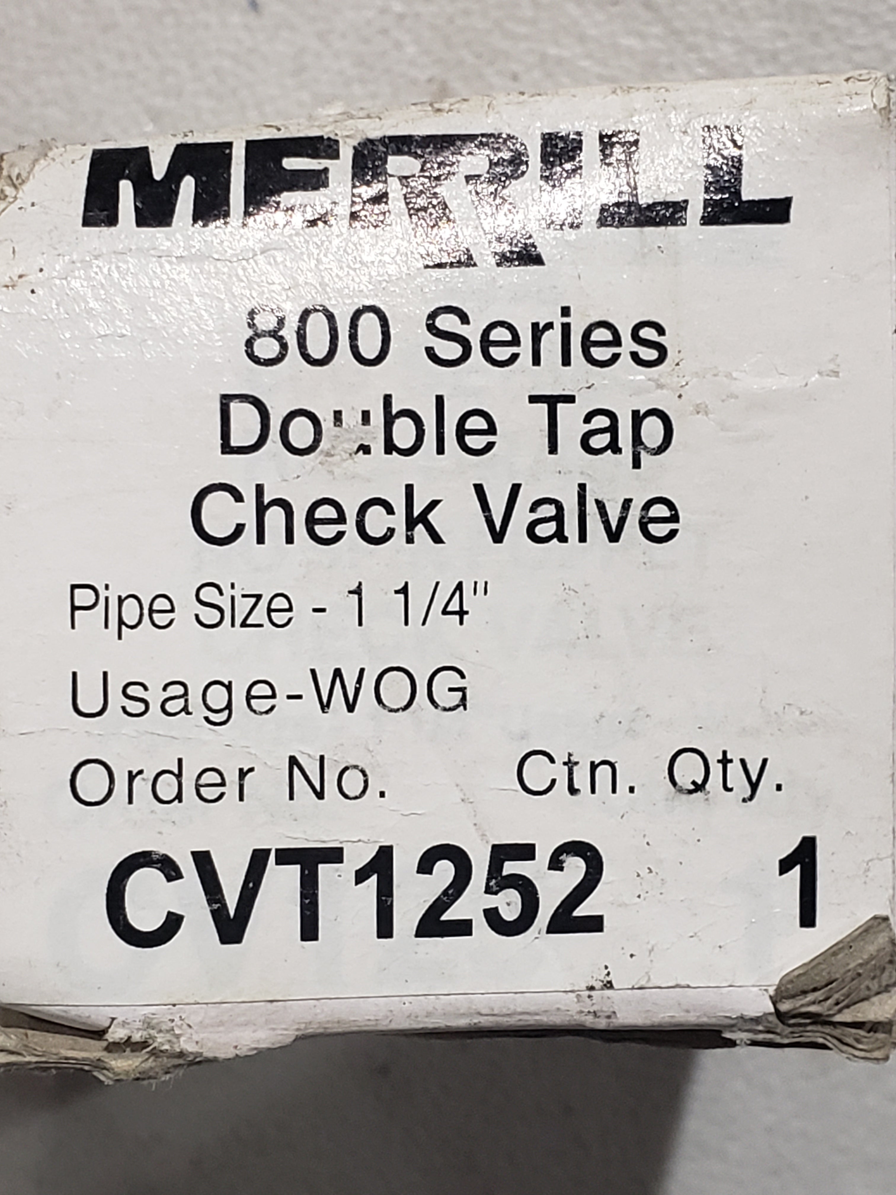 Merrill 800 Series Double Tap Check Vavle - 1 1/4 - WOG - CVT1252