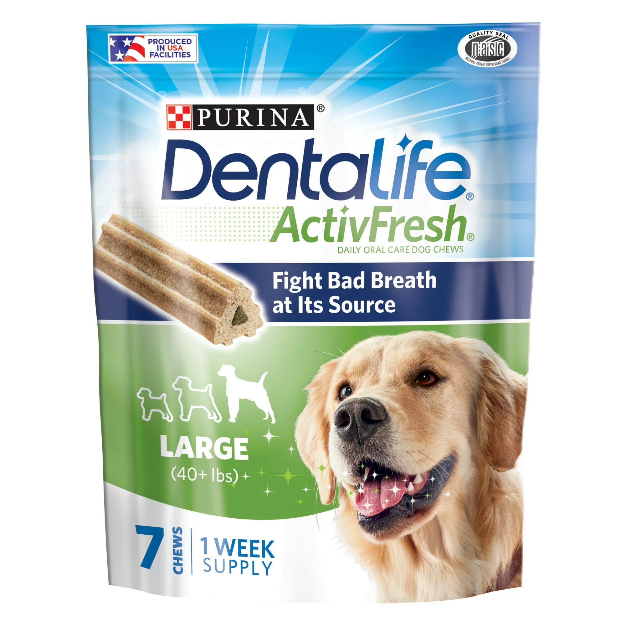 Purina DentaLife Large Dog Dental Chews; ActivFresh Daily Oral Care, 7 Ct. Pouch STORE PICKUP ONLY