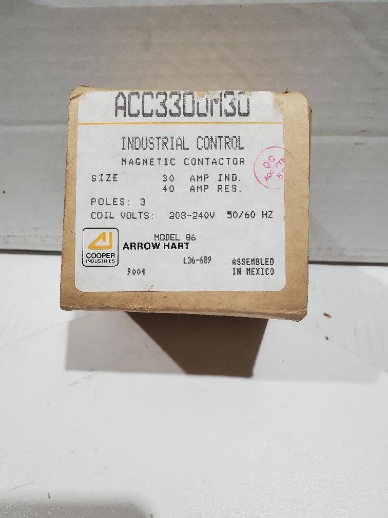 ARROW HART & HART - ACC330UM30 - Relay, Magnetic Contactor. 3P NO 40Amp 208/240VAC.