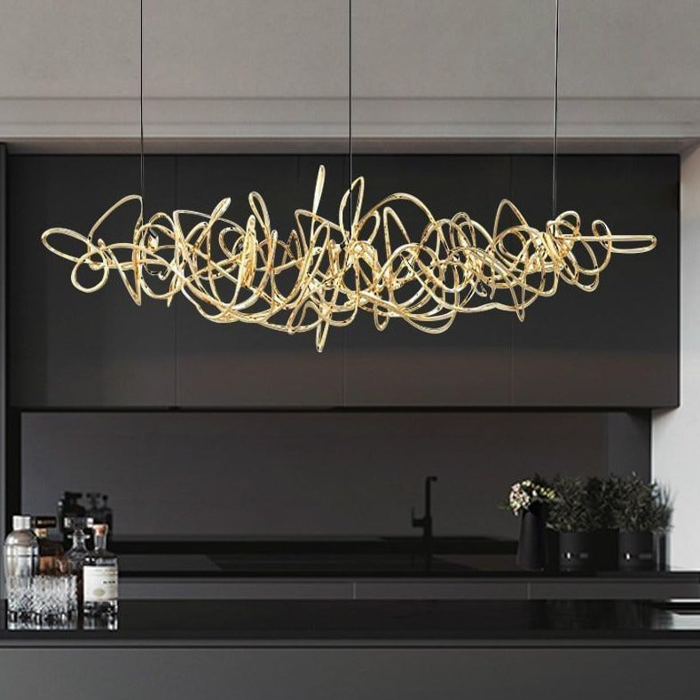 IDEA(HK) LIGHTING - Ball of Yarn - Breathtaking art deco lighting. Aluminum framework in 4 color variants, equipped with multiple G9 light sources. This chandelier will make the most of your living room area, add style to a conference room or act as the perfect icebreaker for the reception.