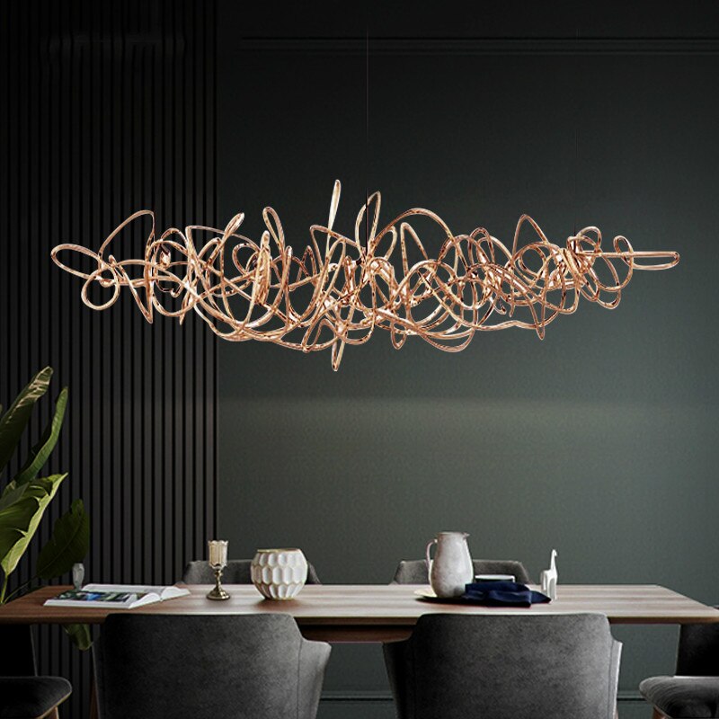 IDEA(HK) LIGHTING - Ball of Yarn - Breathtaking art deco lighting. Aluminum framework in 4 color variants, equipped with multiple G9 light sources. This chandelier will make the most of your living room area, add style to a conference room or act as the perfect icebreaker for the reception.